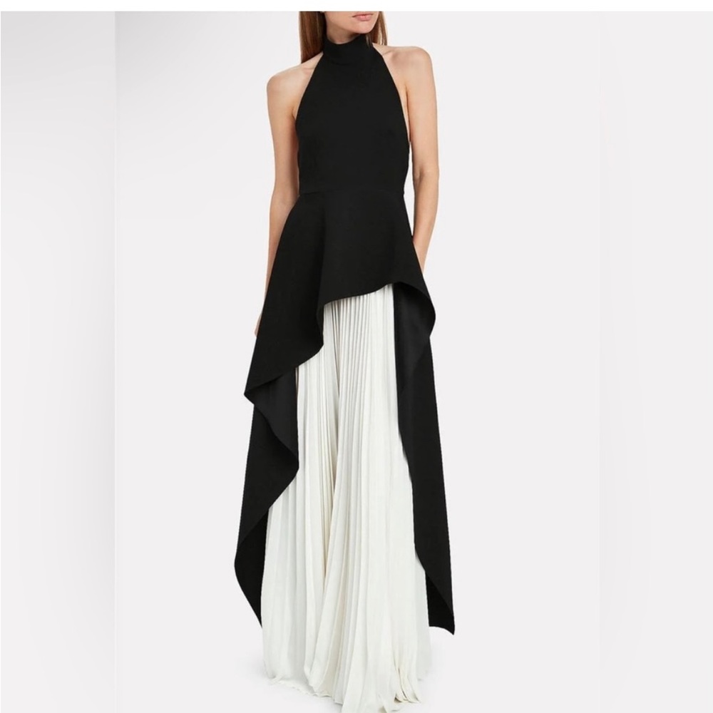 Black & White JardinVue Crew Collar Sleeveless Backless Asymmetric Suit Dress